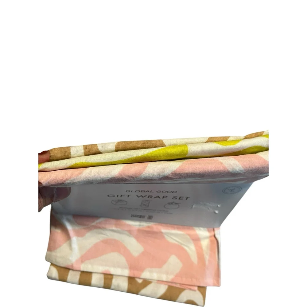 Global Good Gift Wrap Set Of 3 Reusable Cloth Multicolor